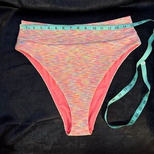 Aerie Coral Space Dye Multi Colored, High Rise Cheeky Cut Bikini Bottoms-Size XL